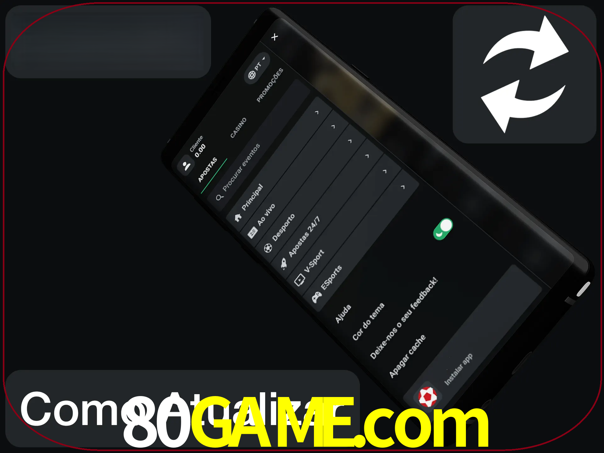 O aplicativo é atualizado automaticamente quando você faz o login.
