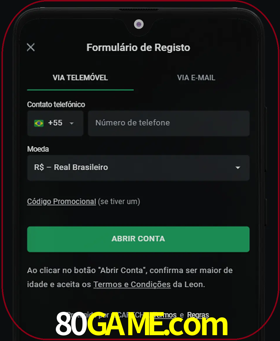 Abra o aplicativo e inicie o processo de registro.